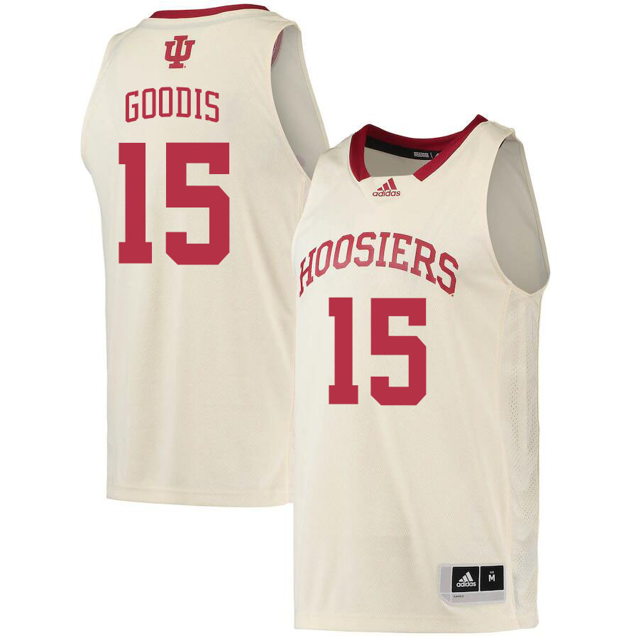 Men #15 James Goodis Indiana Hoosiers College Basketball Jerseys Stitched Sale-Cream - Click Image to Close